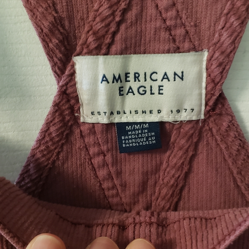 American Eagle Outfitters Mauve/Pink Wide-Leg Overalls - Picture 2 of 6